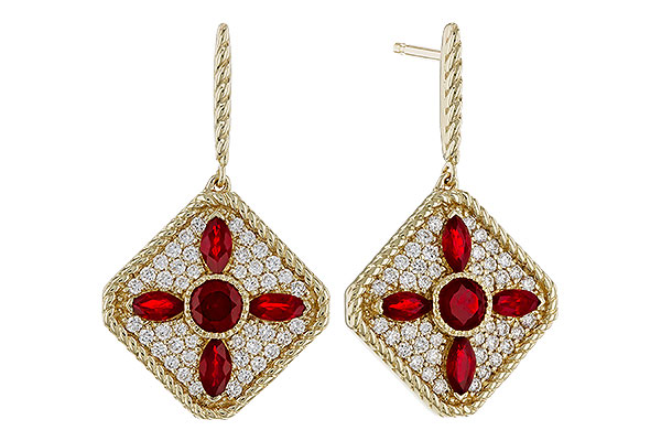 A329-68750: EARRINGS .99 TW RUBY 1.42 TGW