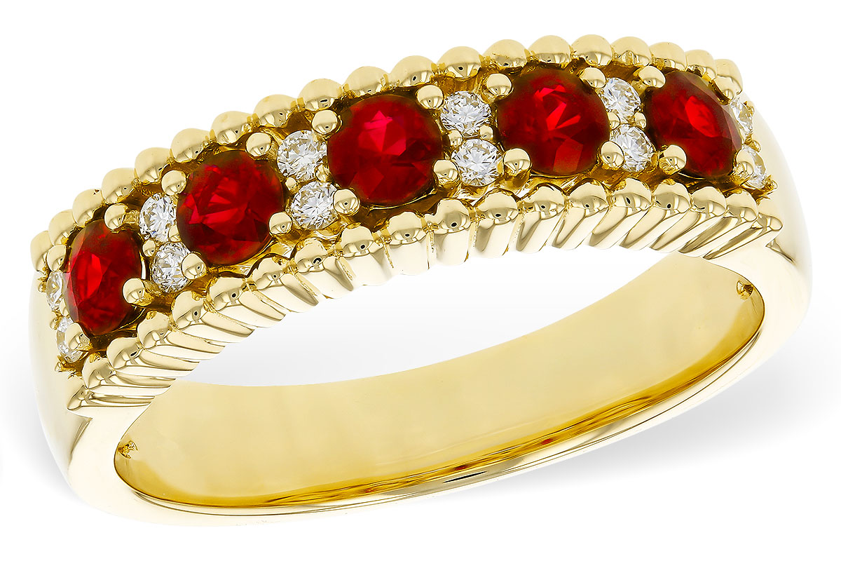 A329-72432: LDS WED RG .60 TW RUBY .72 TGW