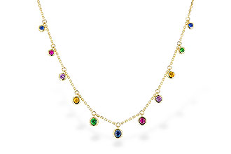 C328-79668: NECK .90 TW MULTI-COLOR SAPPH & GREEN GARNET (18")