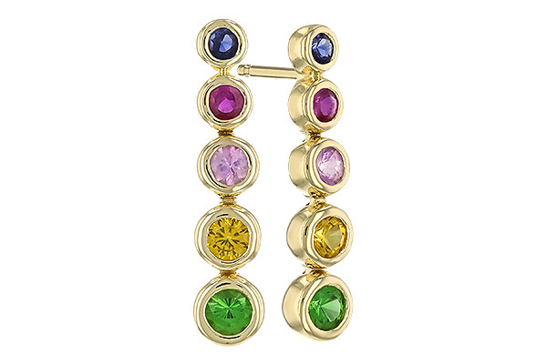 C328-81541: EARR .60 TW MULTI-COLOR SAPPH & GREEN GARNET