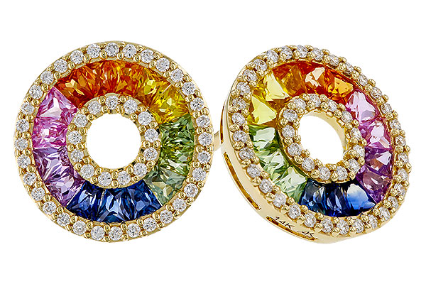 C329-66941: EARRINGS 2.10 MULTI-COLOR SAPP 2.37 TGW