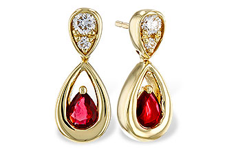 C329-66950: EARRINGS .40 RUBY .52 TGW (4x3 RUBY)