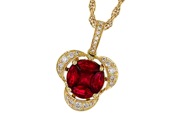 C329-69696: NECKLACE .86 TW RUBY 1.00 TGW