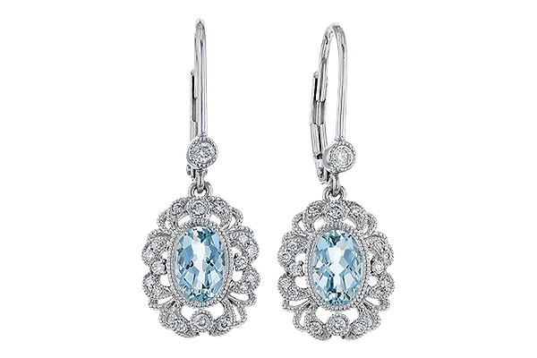 D329-65141: EARRING .75 TW AQUA .92 TGW (7x5MM AQUA)