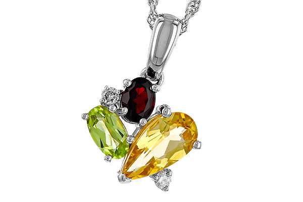 E329-66941: NECKLACE .79 SEMI PREC (CIT,PER,GAR) .82 TGW