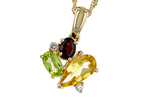 E329-66941: NECKLACE .79 SEMI PREC (CIT,PER,GAR) .82 TGW