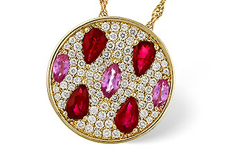 E329-72377: NECK 1.42 TW PRECIOUS (RUBY & PINK SAPP) 1.82 TGW