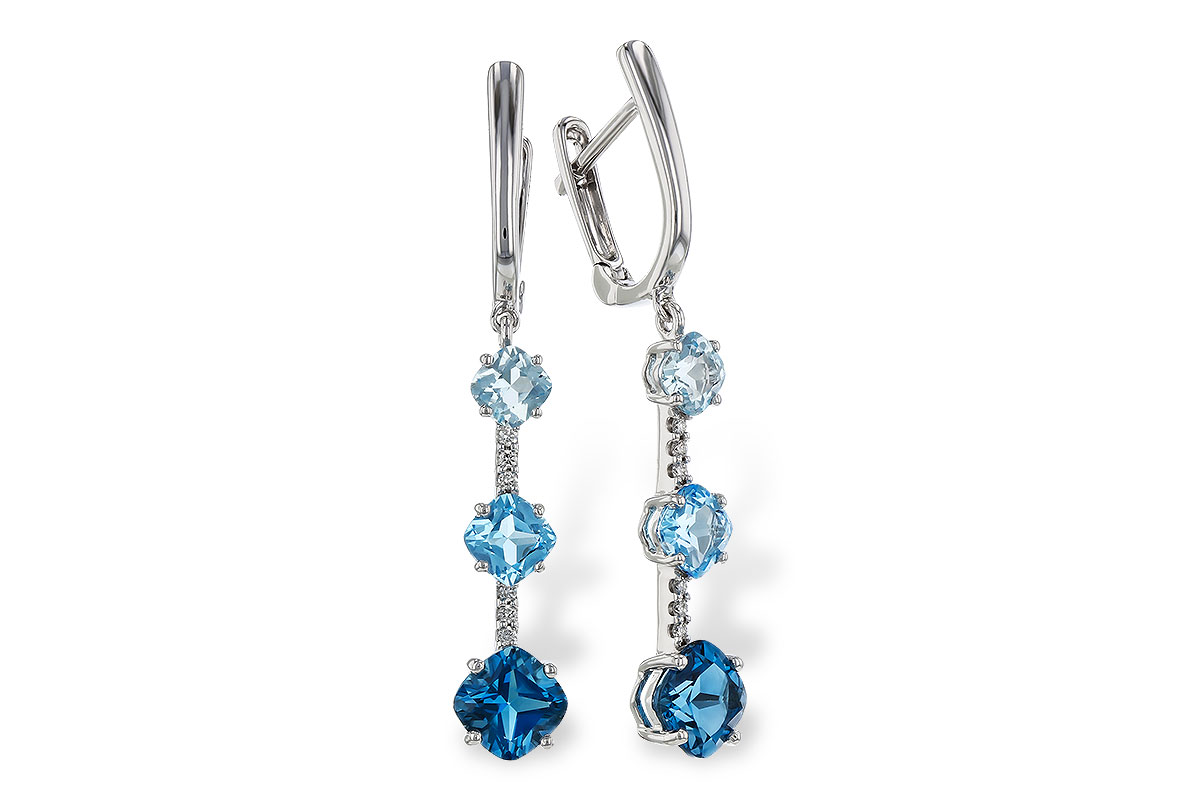 F329-65159: EARRINGS 2.41 TW BLUE TOPAZ 2.45 TGW