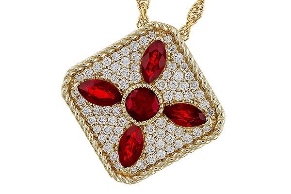 F329-68741: NECKLACE .81 TW RUBY 1.12 TGW