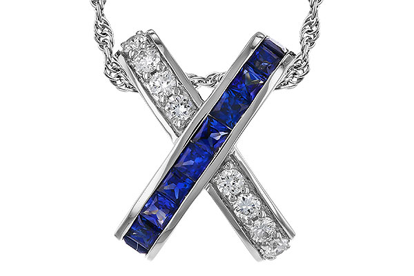 F329-72395: NECKLACE .60 TW SAPPHIRE .77 TGW