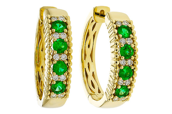 F329-72450: EARRINGS .33 TW EMERALD .45 TGW