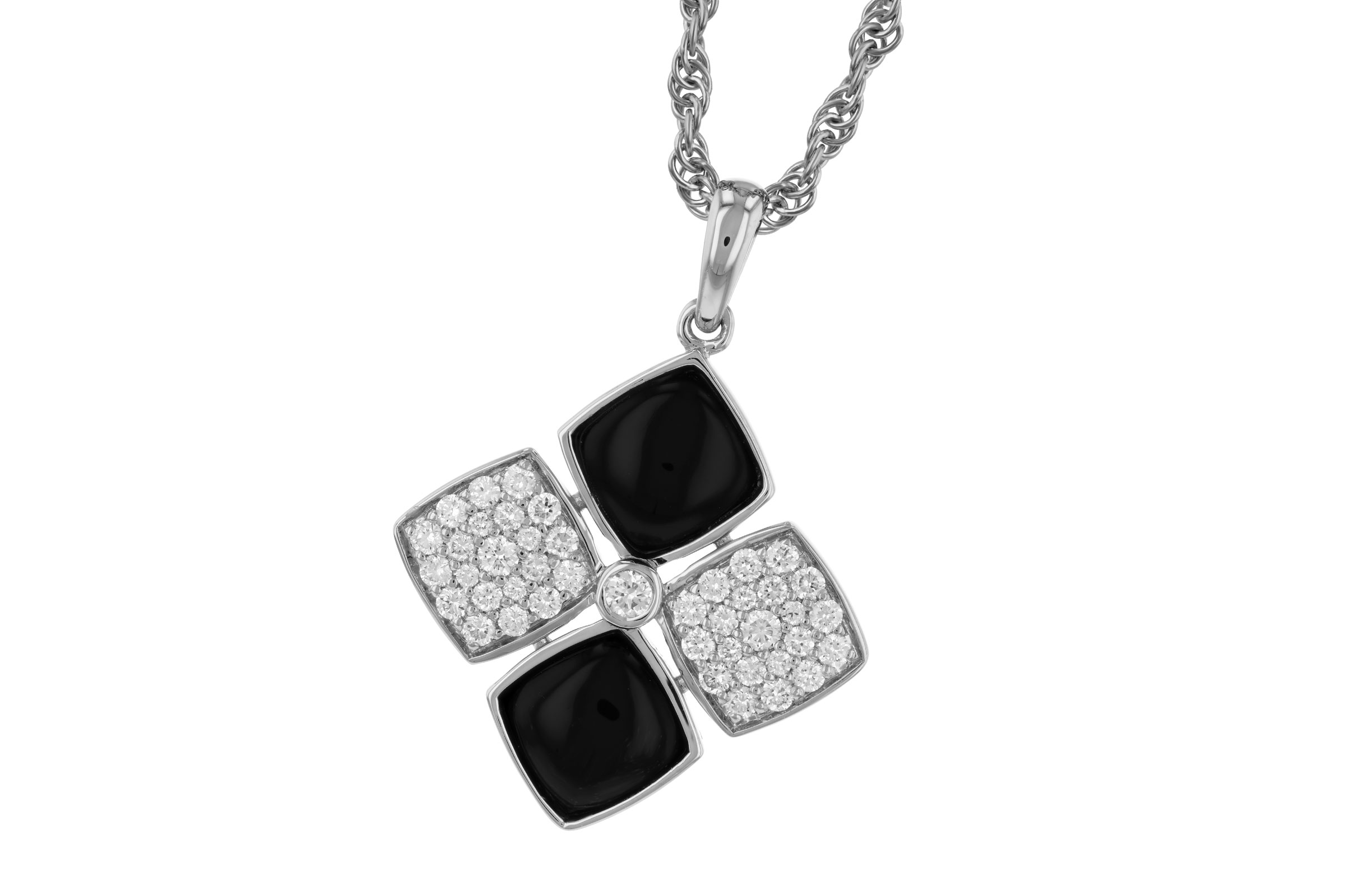 F330-56077: NECKLACE 1.23 TW ONYX 1.50 TGW