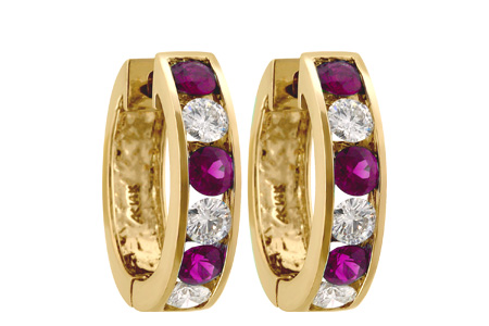 G056-03277: EARRINGS 1.22 RUBY 2.06 TGW