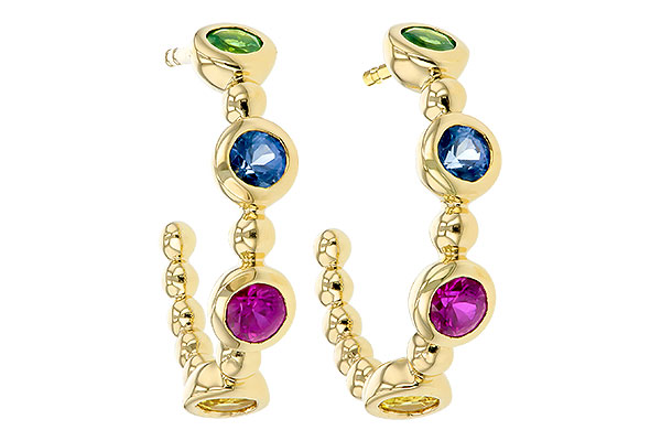 G330-55095: EARR .68 TW MULTI-COLOR SAPPH & GREEN GARNET