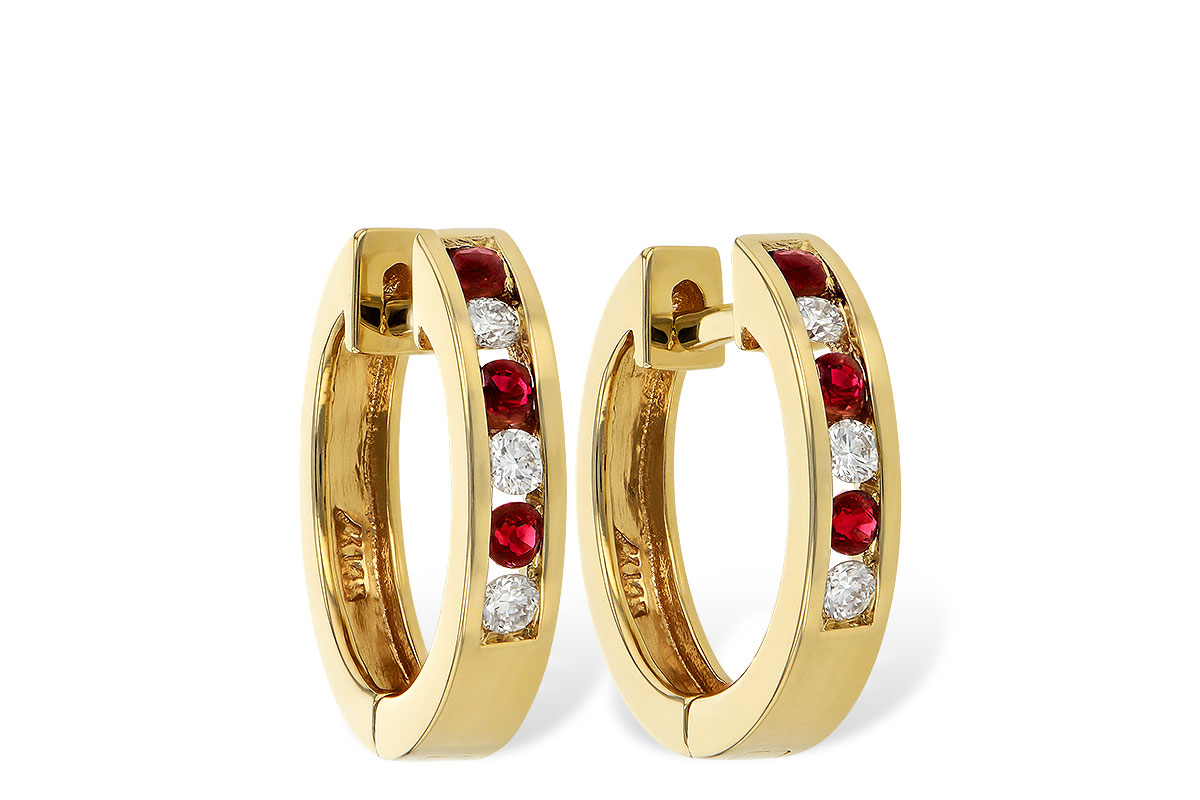 H056-03277: EARRINGS .16 RUBY .26 TGW