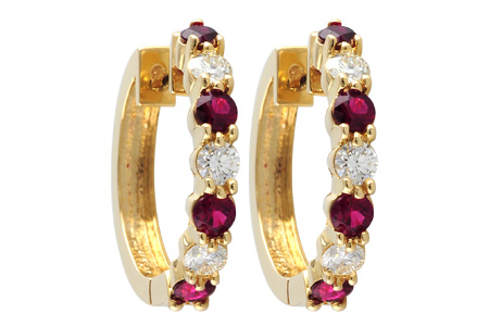 H056-03295: EARRINGS 1.30 RUBY 2.08 TGW