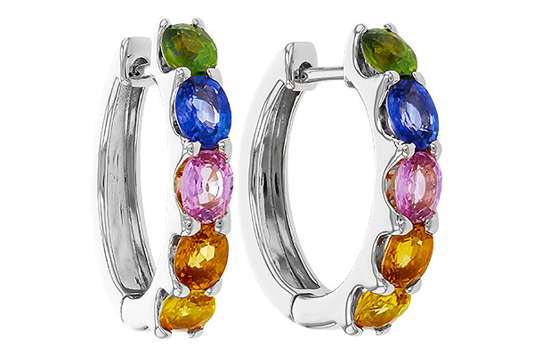 H329-66932: EARRINGS 2.20 TW MULTI-COLOR SAPPHIRE