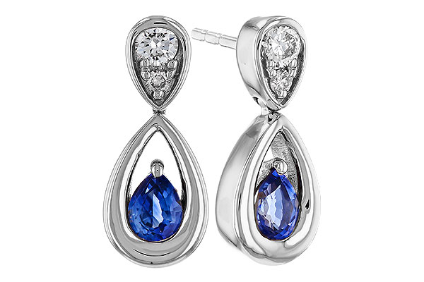 H329-66950: EARRINGS .42 SAPPHIRE .54 TGW (4x3 SAPP)
