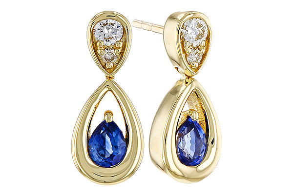 H329-66950: EARRINGS .42 SAPPHIRE .54 TGW (4x3 SAPP)