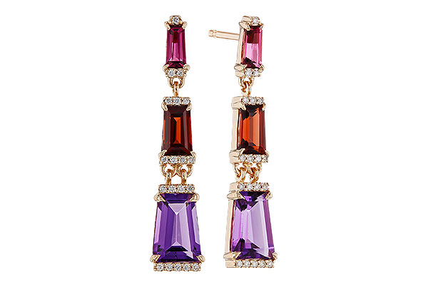 H329-67886: EARRINGS 1.98 SEMI-PREC (PT,GT,AMY) 2.05 TGW