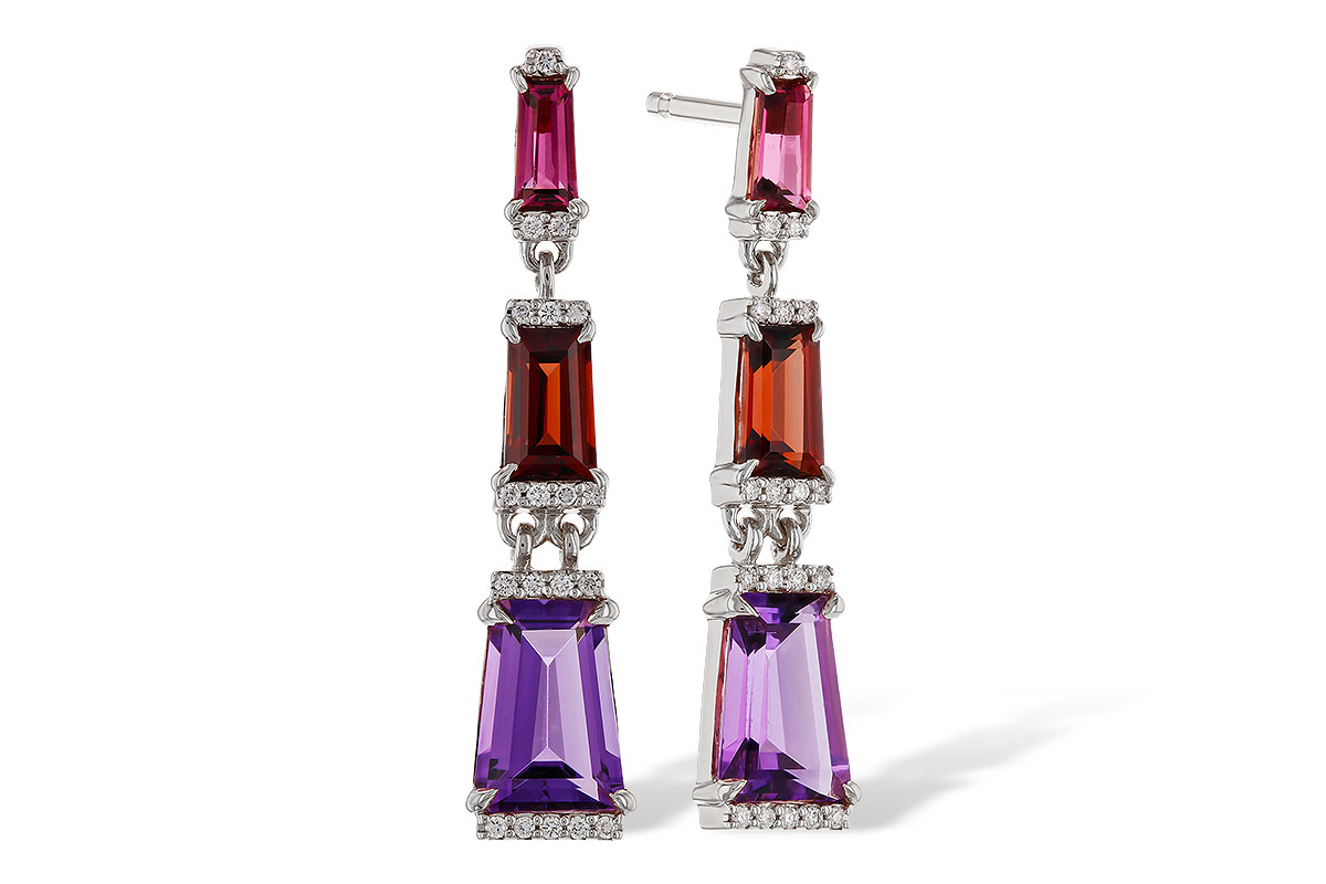 H329-67886: EARRINGS 1.98 SEMI-PREC (PT,GT,AMY) 2.05 TGW