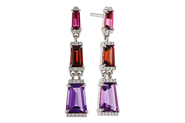 H329-67886: EARRINGS 1.98 SEMI-PREC (PT,GT,AMY) 2.05 TGW