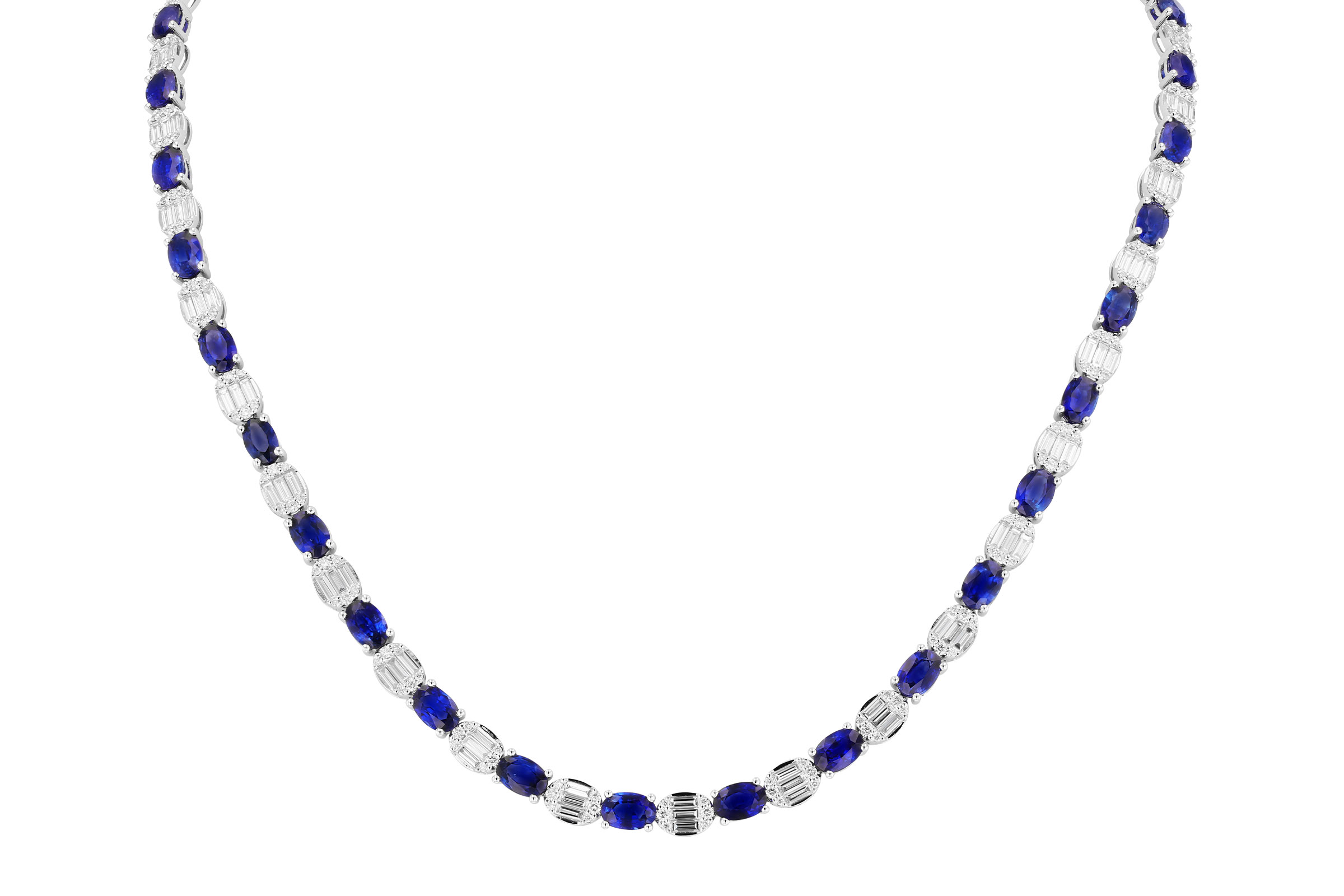 H330-56913: NECKLACE 17.68 TW SAPPHIRE 21.82 TGW (17")
