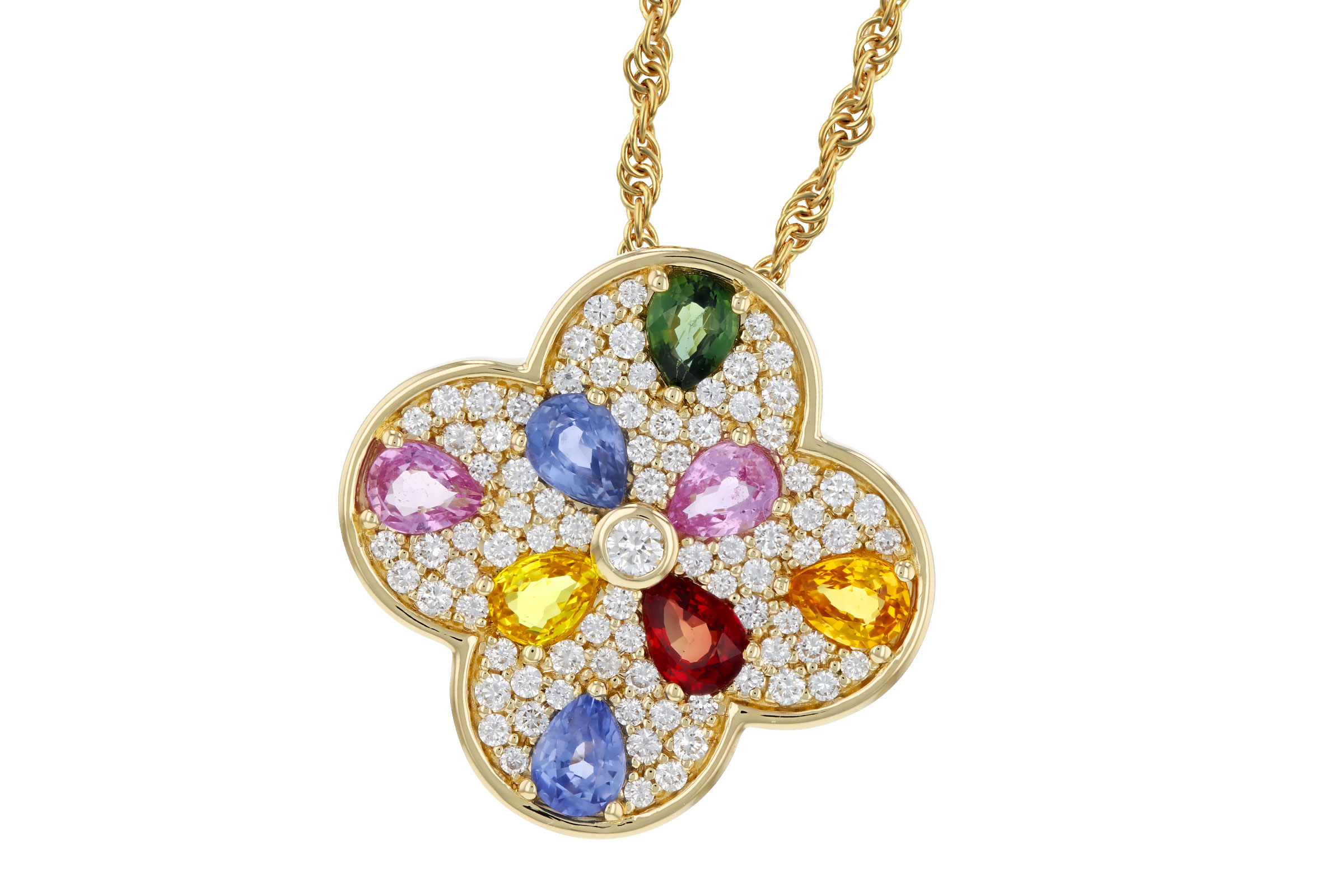 H330-57859: NECKLACE 1.40 MULTI-COLOR SAPPH 1.82 TGW