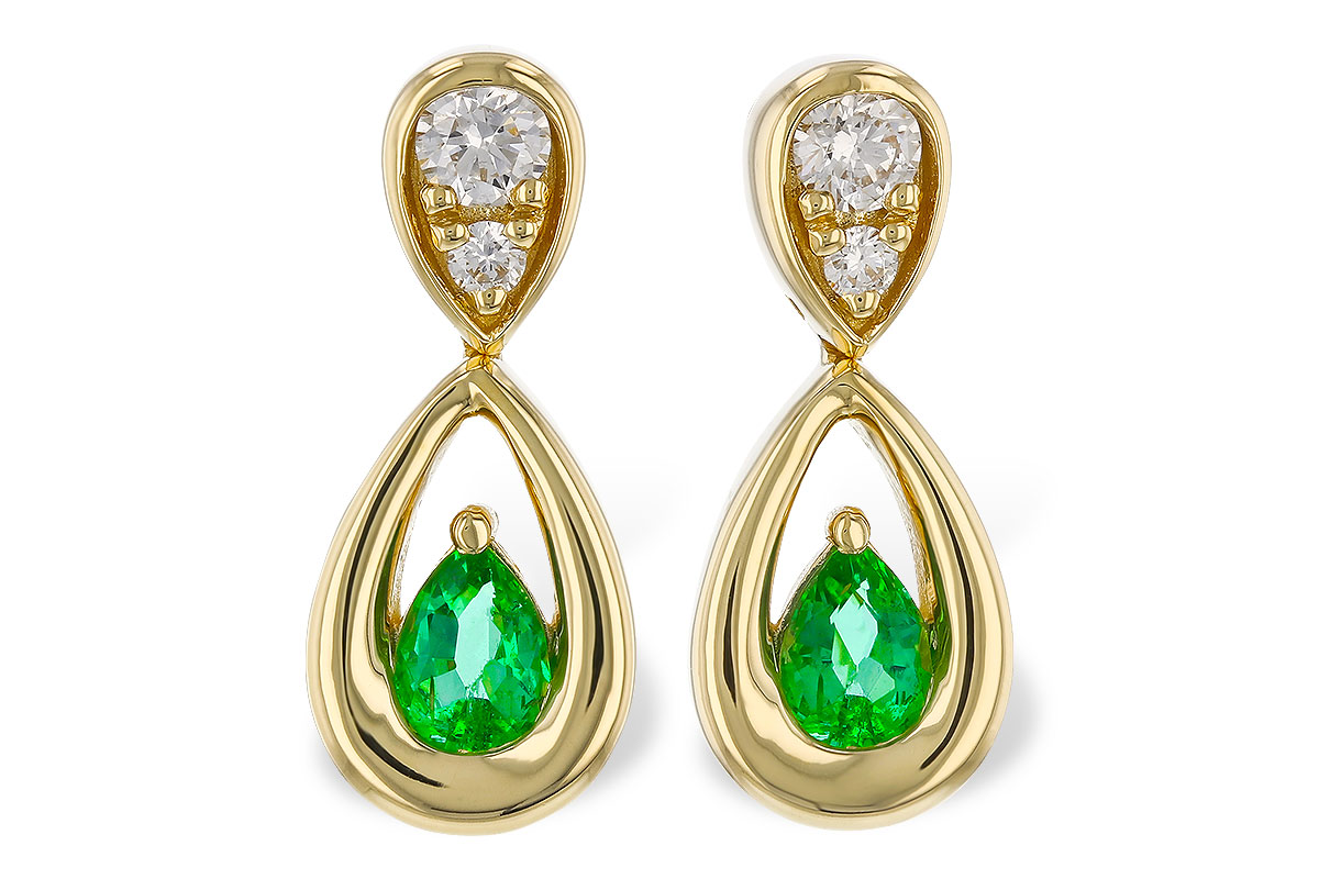 K329-67868: EARRINGS .20 EMERALD .32 TGW (4x3 EMER)