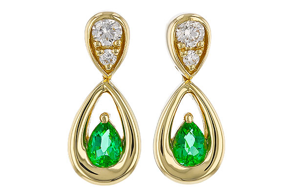 K329-67868: EARRINGS .20 EMERALD .32 TGW (4x3 EMER)