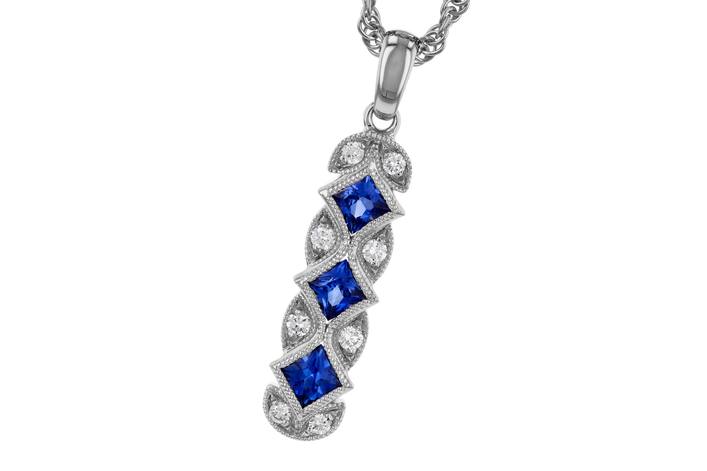K330-56913: NECKLACE .55 TW SAPPHIRE .64 TGW