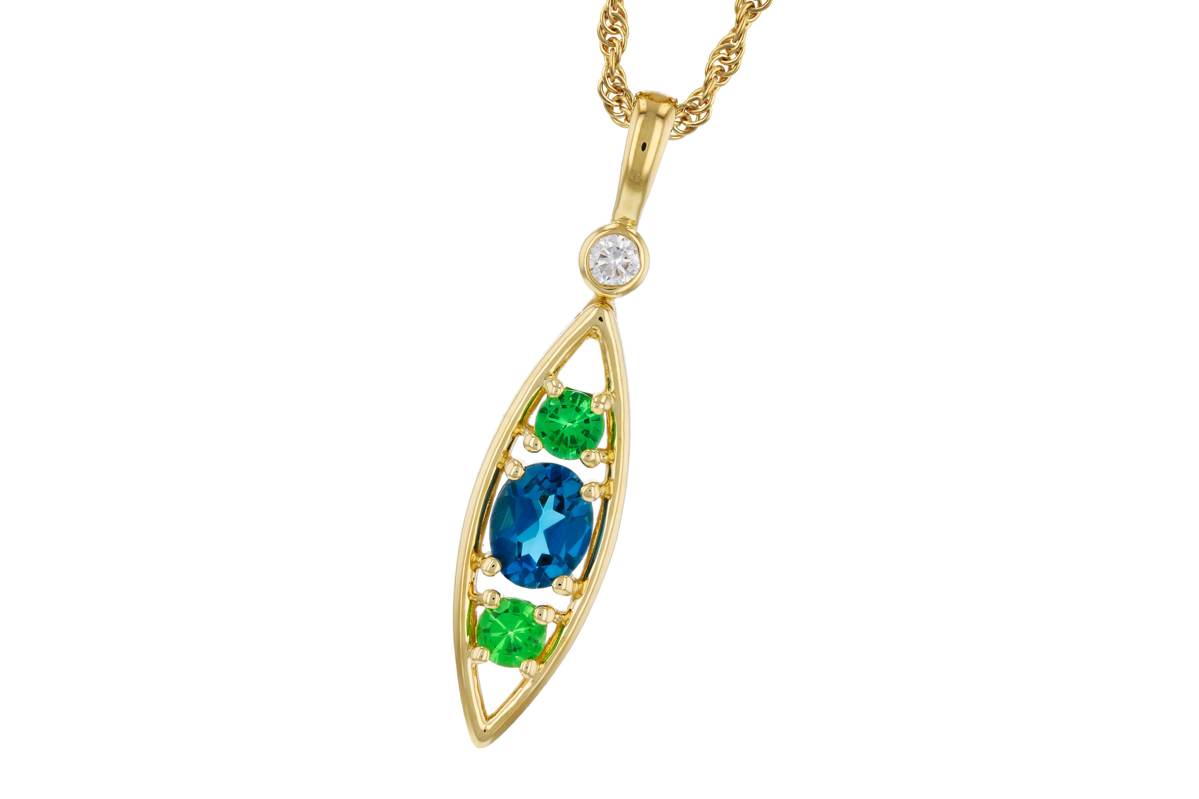 K330-56950: NECKLACE .54 SEMI-PREC (LBT & GR.GT) .58 TGW
