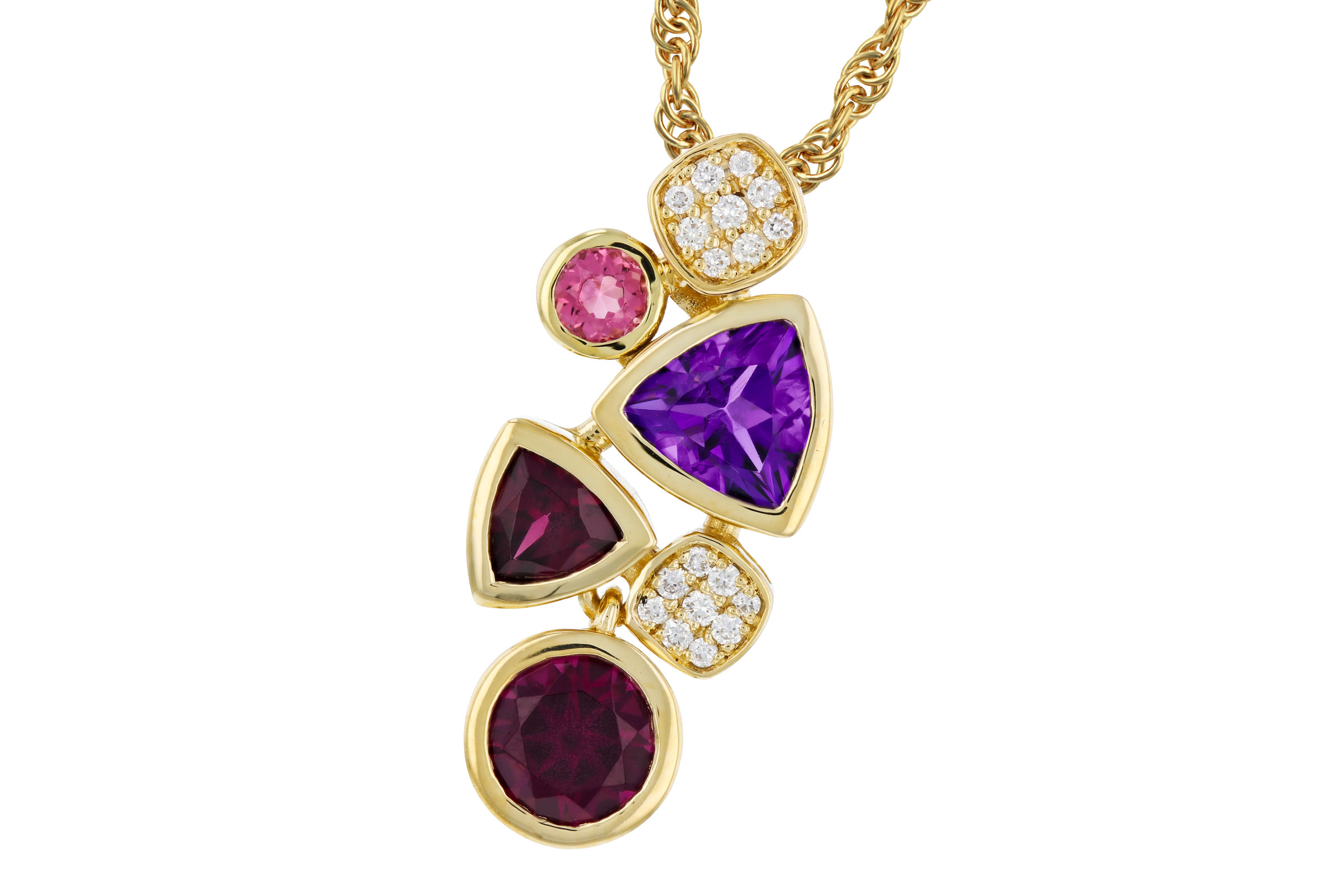 K330-56977: NECKLACE 1.34 SEMI-PREC (AM,RHO,PT) 1.40 TGW