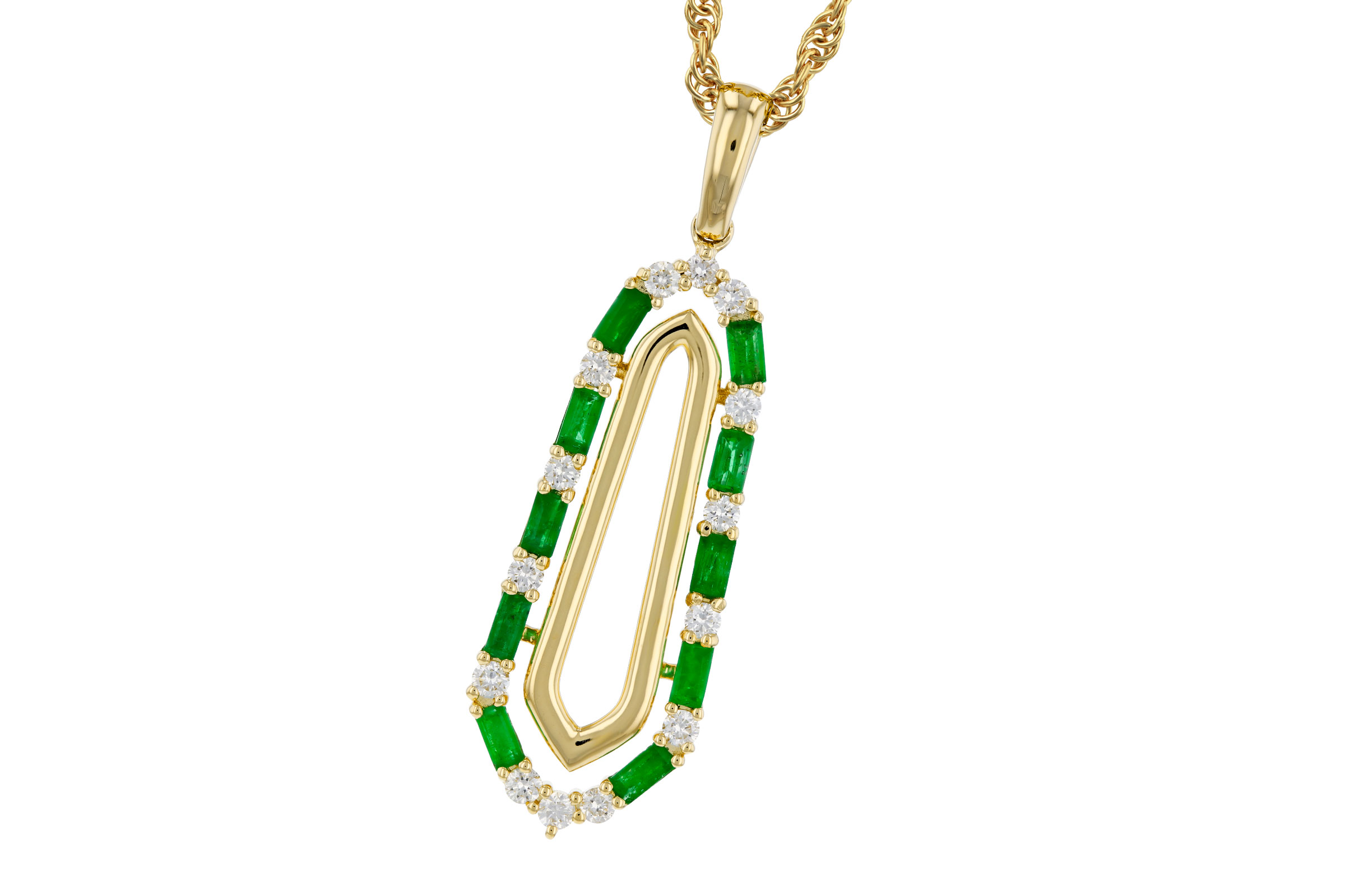L330-57859: NECKLACE .44 TW EMERALD .64 TGW
