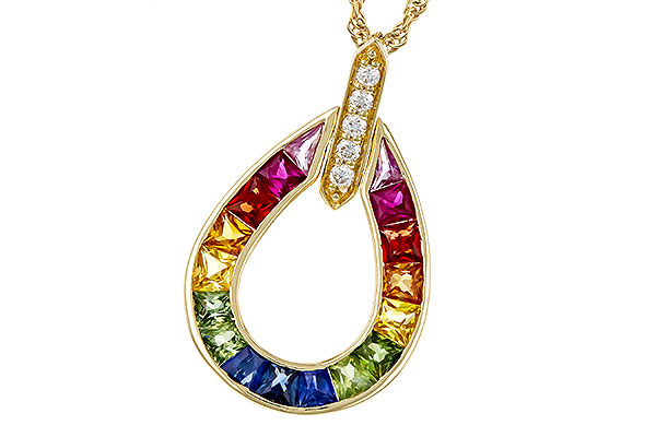 M329-66940: NECKLACE 1.10 MULTI-COLOR SAPPH 1.15 TGW