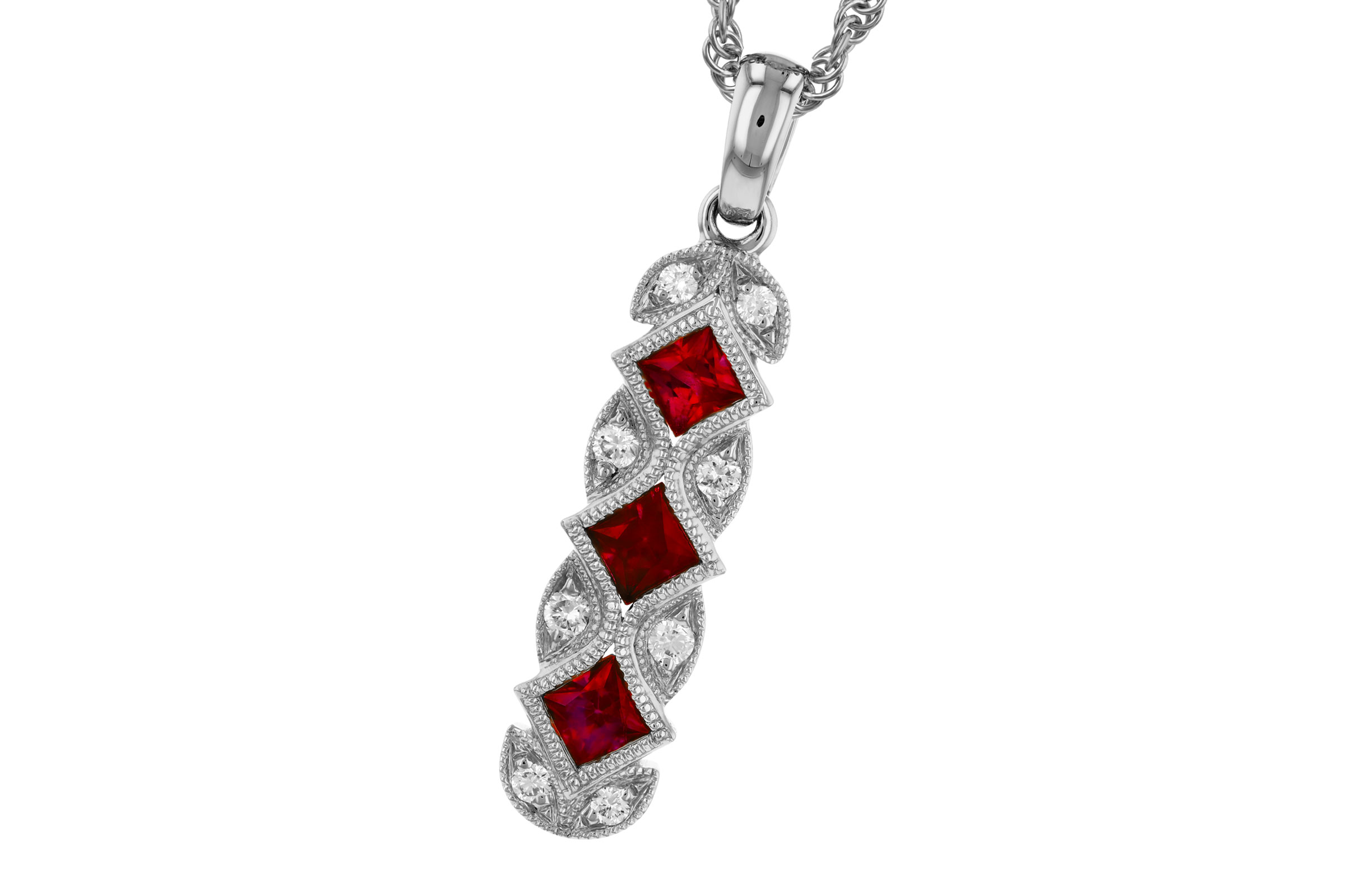M330-56040: NECKLACE .55 TW RUBY .64 TGW