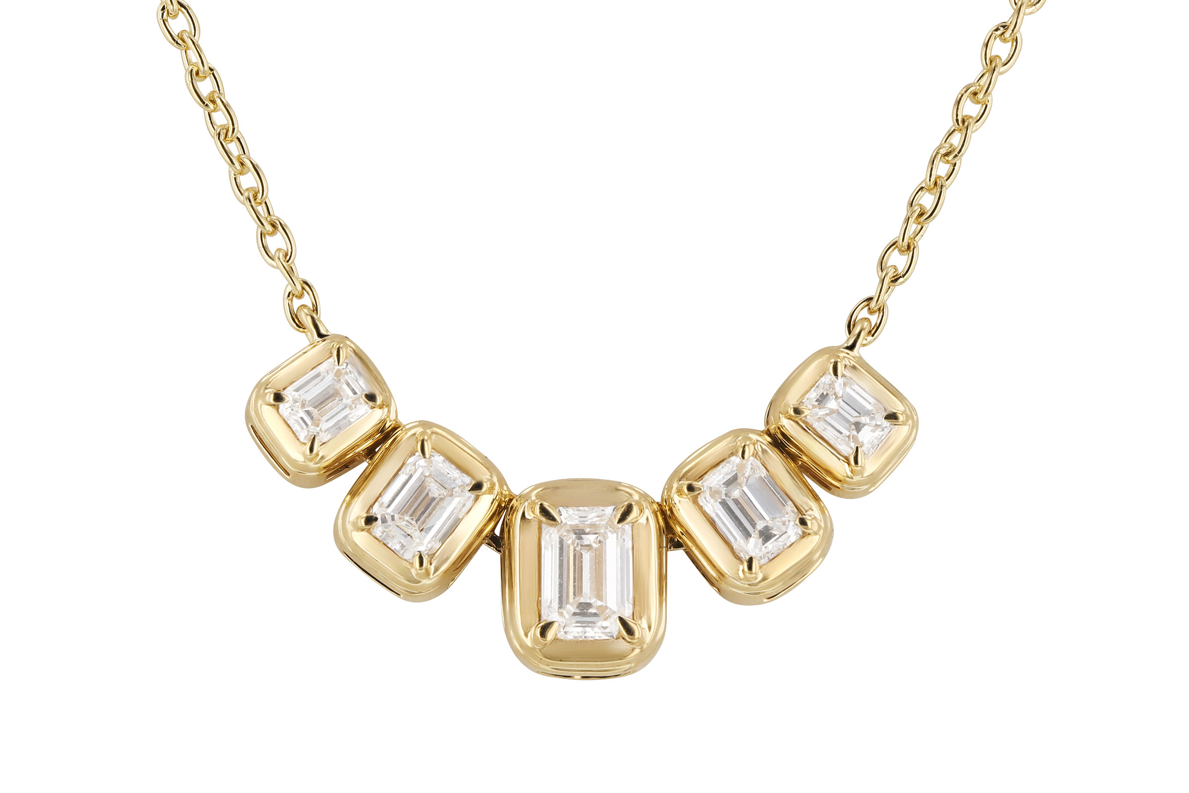 M330-57831: NECKLACE .87 TW EMERALD CUT DIA (18")